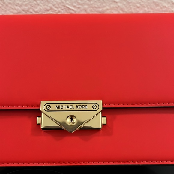 🌸MICHAEL KORS CECE MEDIUM VEGAN LEATHER SHOULDER CROSSBODY CLUTCH in DK Sangria - Picture 6 of 16